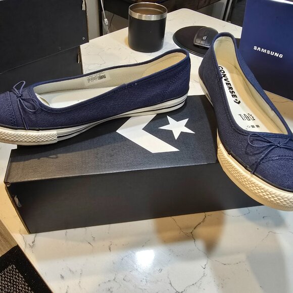 CONVERSE Chuck Taylor All Star Dainty Ballerina Slip-On Navy Womens Size 8 NEW - Picture 2 of 12